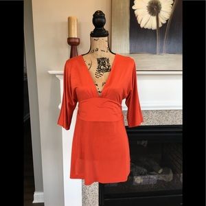 Banana Republic orange silk tunic.